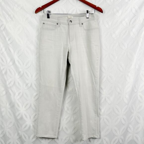 Eileen Fisher Organic Cotton Light Gray Cropped Jeans Size 8 - Picture 1 of 7
